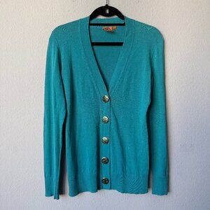 Tory Burch Simone Cardigan Sweater in Turquoise Size S